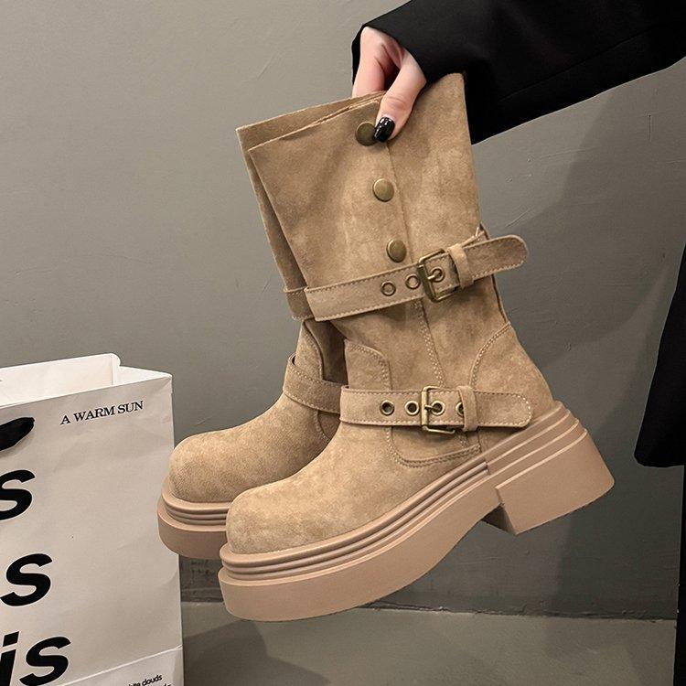 Thick-soled British style heightening Martin boots women's 2025 new autumn and winter versatile and thin explosive short boots