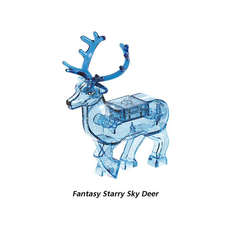 MOC Christmas Reindeer Building Blocks Compatible Figures Santa Claus Deer Elk Parts Bricks Particle DIY Toys Children Xmas Gift