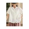 1116 linen shirt women's fried color stand-up collar short-sleeved shirt jumper casual top