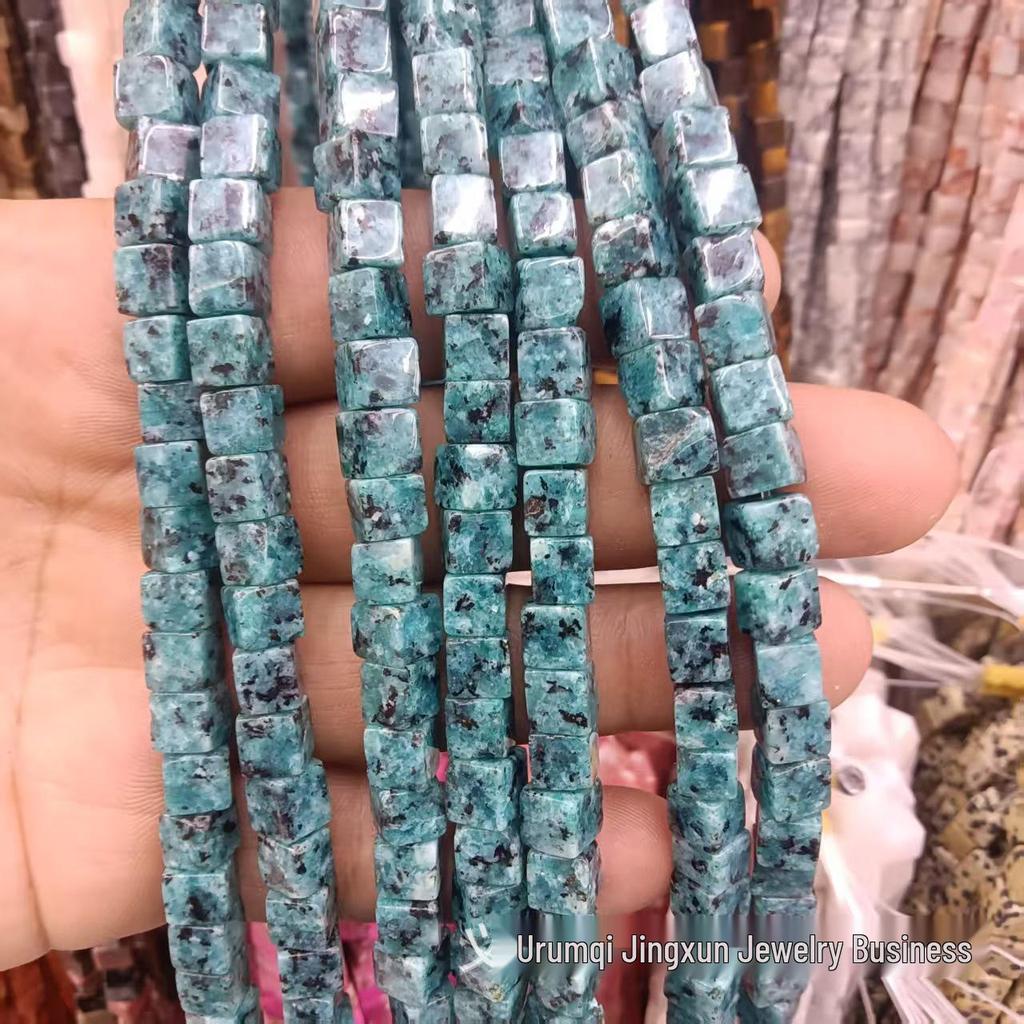 6x6mm Quadratische Rosenquarz-Achat-Perlenkette - Naturstein DIY-Zubehör