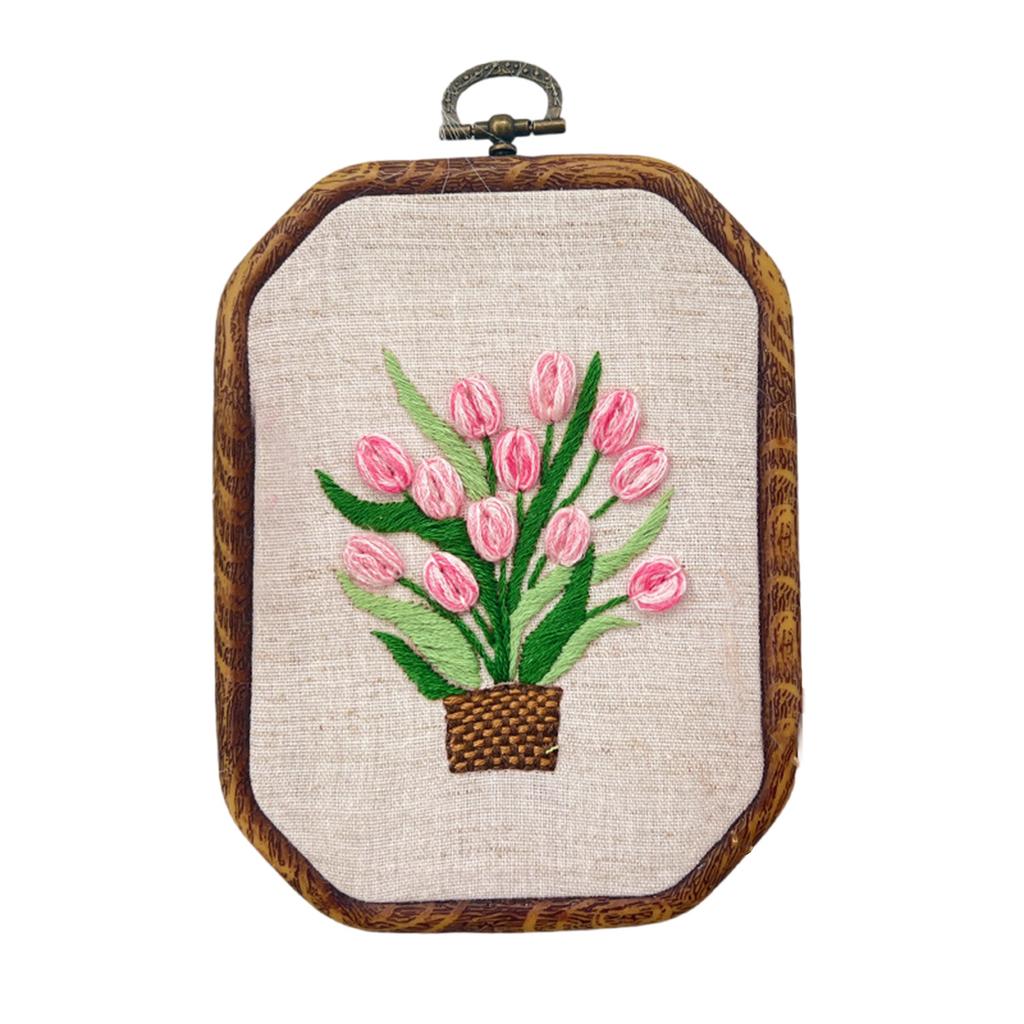 Blumenstickerei-Set mit Stickrahmen Anleitung Stickstoff Garn und Nadel Anfänger Stickerei-Zubehör