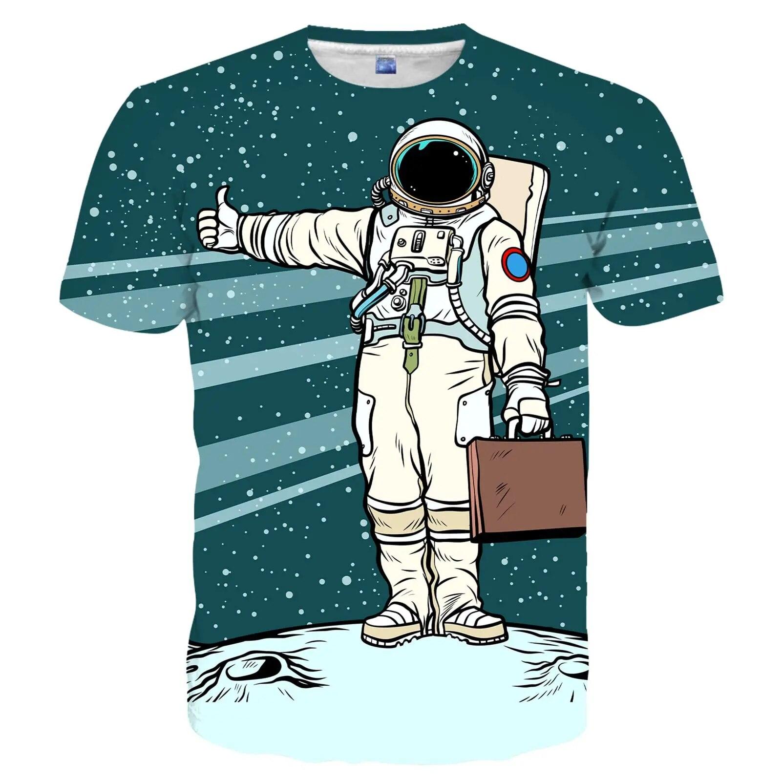 

Мужская летняя повседневная спортивная дышащая трендовая 3D рубашка с принтом астронавта и 3D принтом, красочная футболка с короткими рукавами