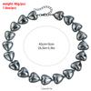 Gunmetal Black Beaded Heart Pendant Necklace Adjustable Length Neckchain Fashionable Clavicle Chain Jewelry for Women