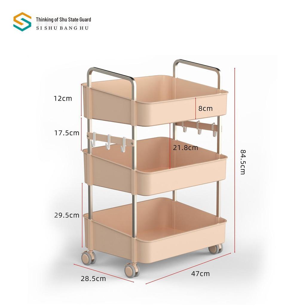 Mobile Multi-layer Snack and Storage Shelving Trolley for Living Room