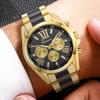 Fashion Luxury Watch Men's Gold Steel Strap Big Size Clock High Quality With Calendar Quartz Watch Male Wristwatch Relogio