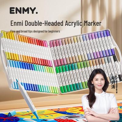 ENMY White Box Washable Acrylic Marker Set for Students - Dual Tip Art Pens
