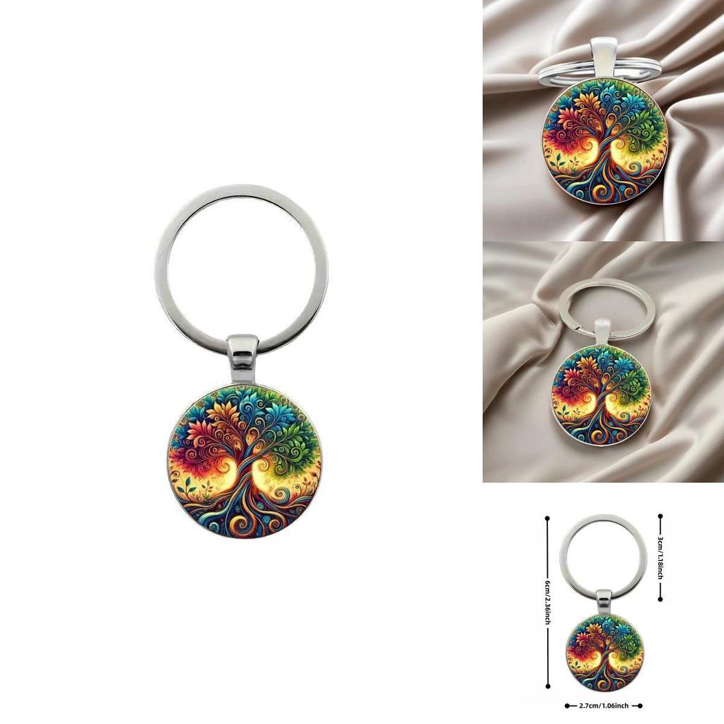 Life Tree Glass Keyring Accessory With Bright Colors For Party Favors And Commemorations
