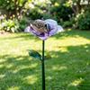 Metal Flower Garden Stake Bird Bath for Outside Freestanding Bath Bowl with Stake Hummingbird Feeder Station for Yard Lawn Garden Decor
