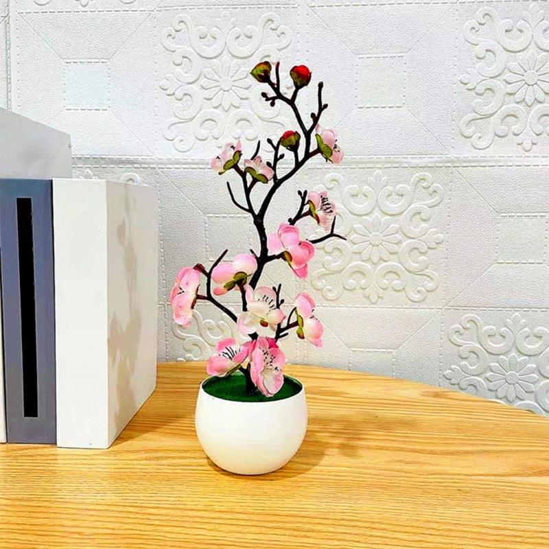 Artificial Potted Flower Tree Faux Foliage Plant for Living Room Office Decoration