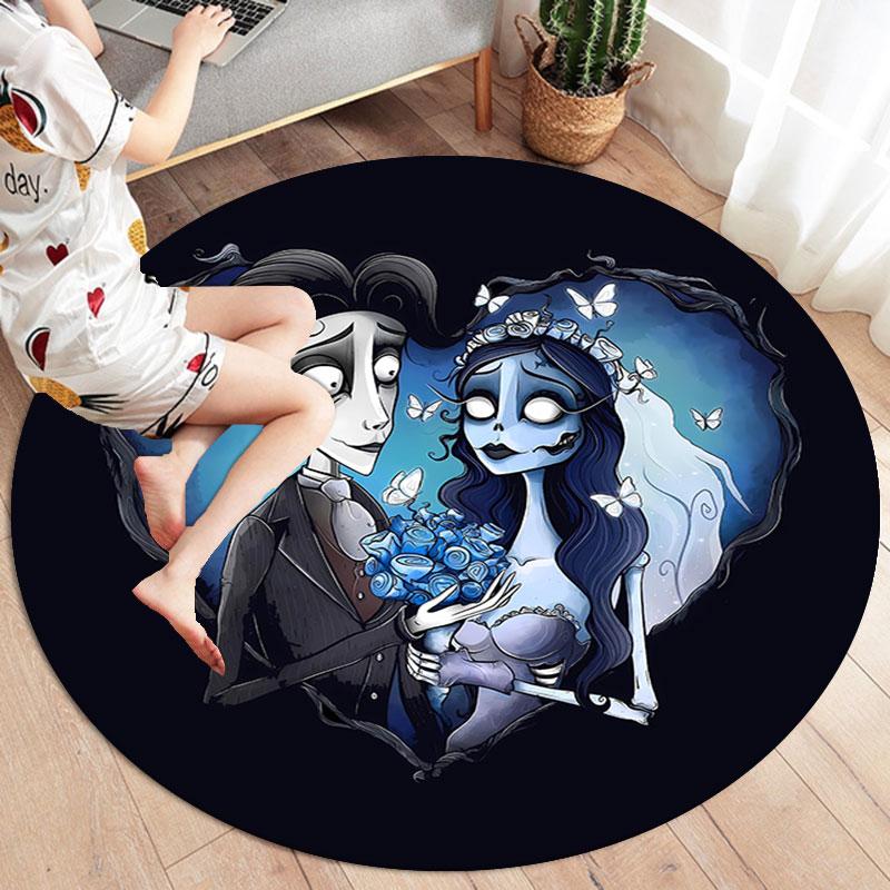 corpsebride Round Area Rug,Carpet Rug for Living Room Bedroom Sofa Playroom Decor,Non-slip Floor Mat