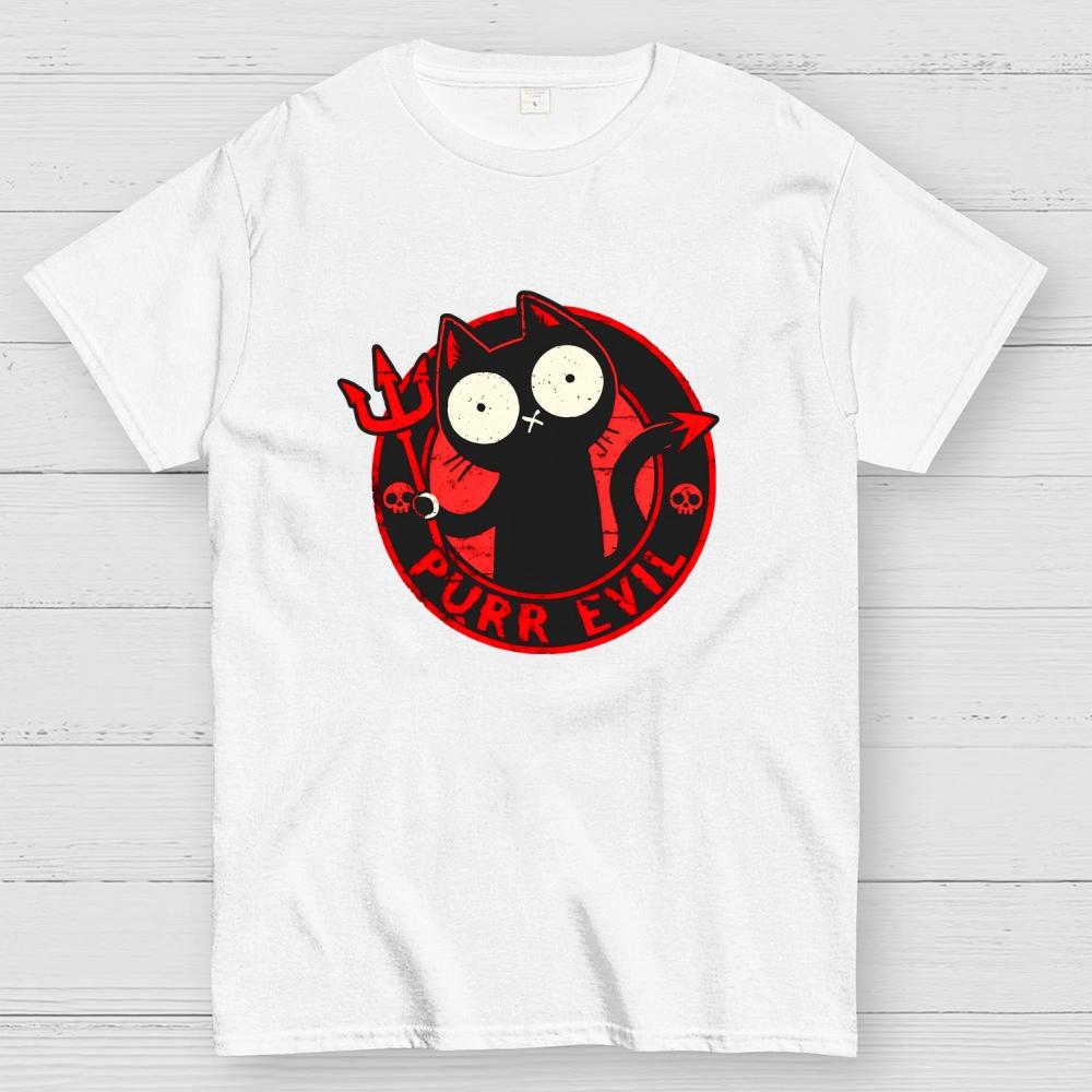Purr Evil Cat Cotton Summer Casual Cool Loose T-Shirt