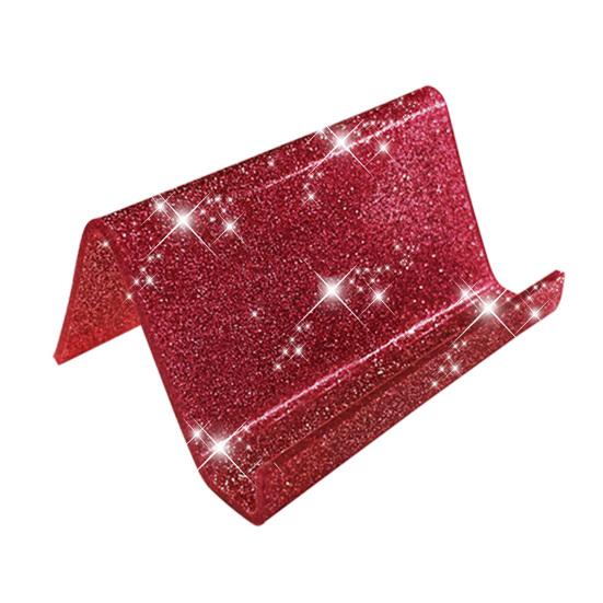 Acrylic Business Card Holder for Desk Sequin Glitter Desktop Name Card Organizer Stand for Home Office
