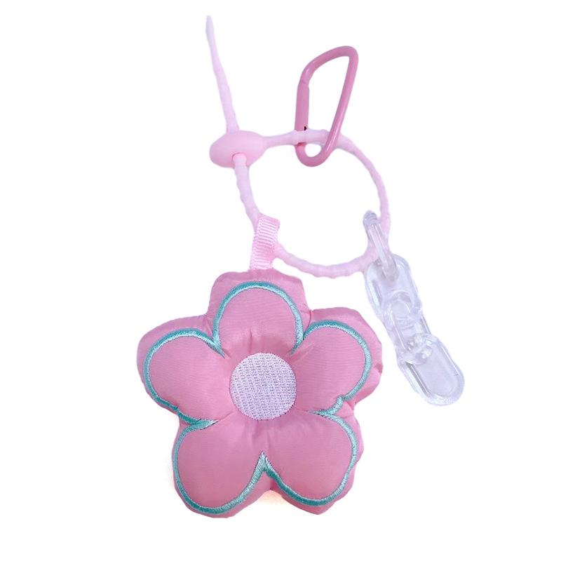 Trendy Cartoon Cherry Blossom Keychain - Embroidered Cotton Flower Pendant Accessory