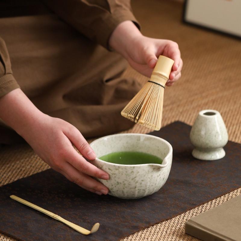 Matcha transparent glaze with mouth Matcha bowl brush set Baibenli Song Dynasty tea ceremony tea brush tea bowl teaspoon teaset