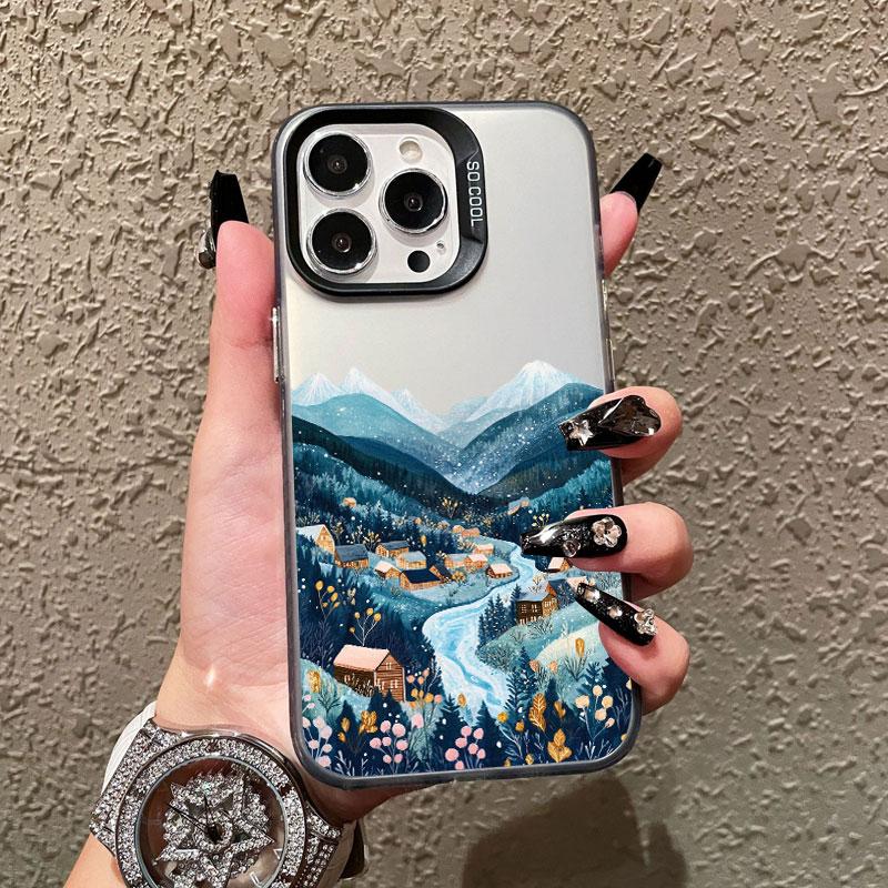 The Natural Beauty Of Lakes And Mountains Laser Phone Case For iPhone 15 14 Pro Max Plus 16 13 12 Mini 11 Pro Max Back Covers
