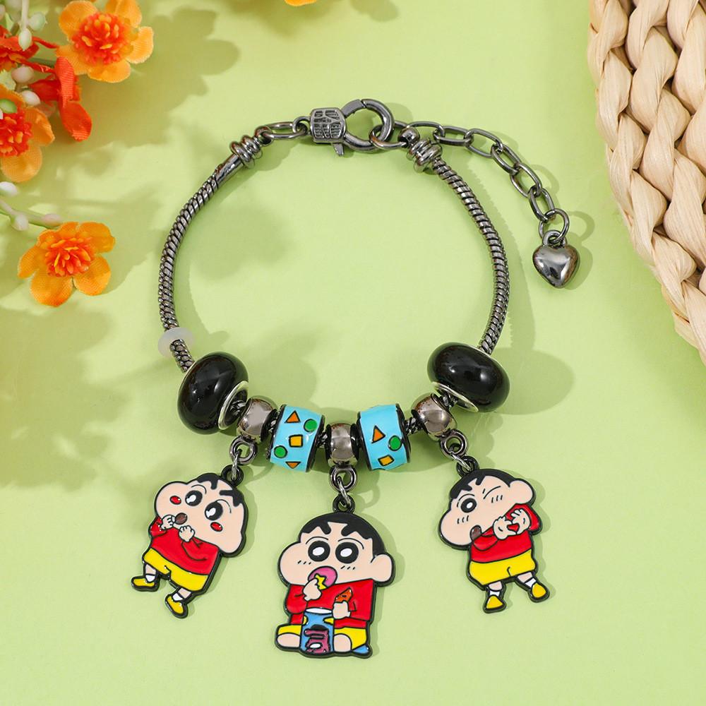 Crayon Shinchan Cartoon Charm Bracelet Zinc Alloy Beaded Jewelry For Kids And Adults