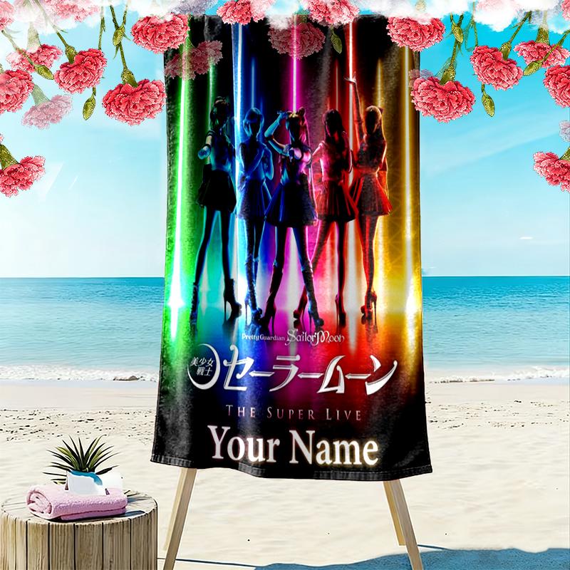Custom NameAnime poster Beach Towel Soft Microfiber Summer Towel Quick Dry Absorbent Towel for Beach Swimming Pool Travel