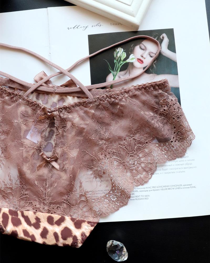 Print Ribbon Unterwäsche Leoparden-Spitzenhöschen für Frauen Low-Rise-Slips für Frauen