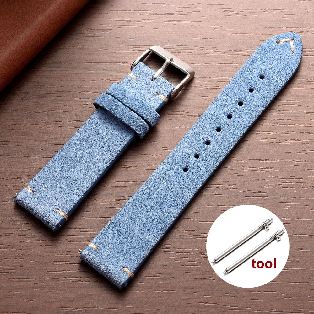 Vintage Soft Suede Leather Straps 14/16/18/20/22mm Watch Band for Omega Quick Release Calfskin Bracelet Men & Women Accessories