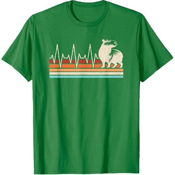 Funny Capybara Heartbeat Retro Capybara Lover Men T-Shirt