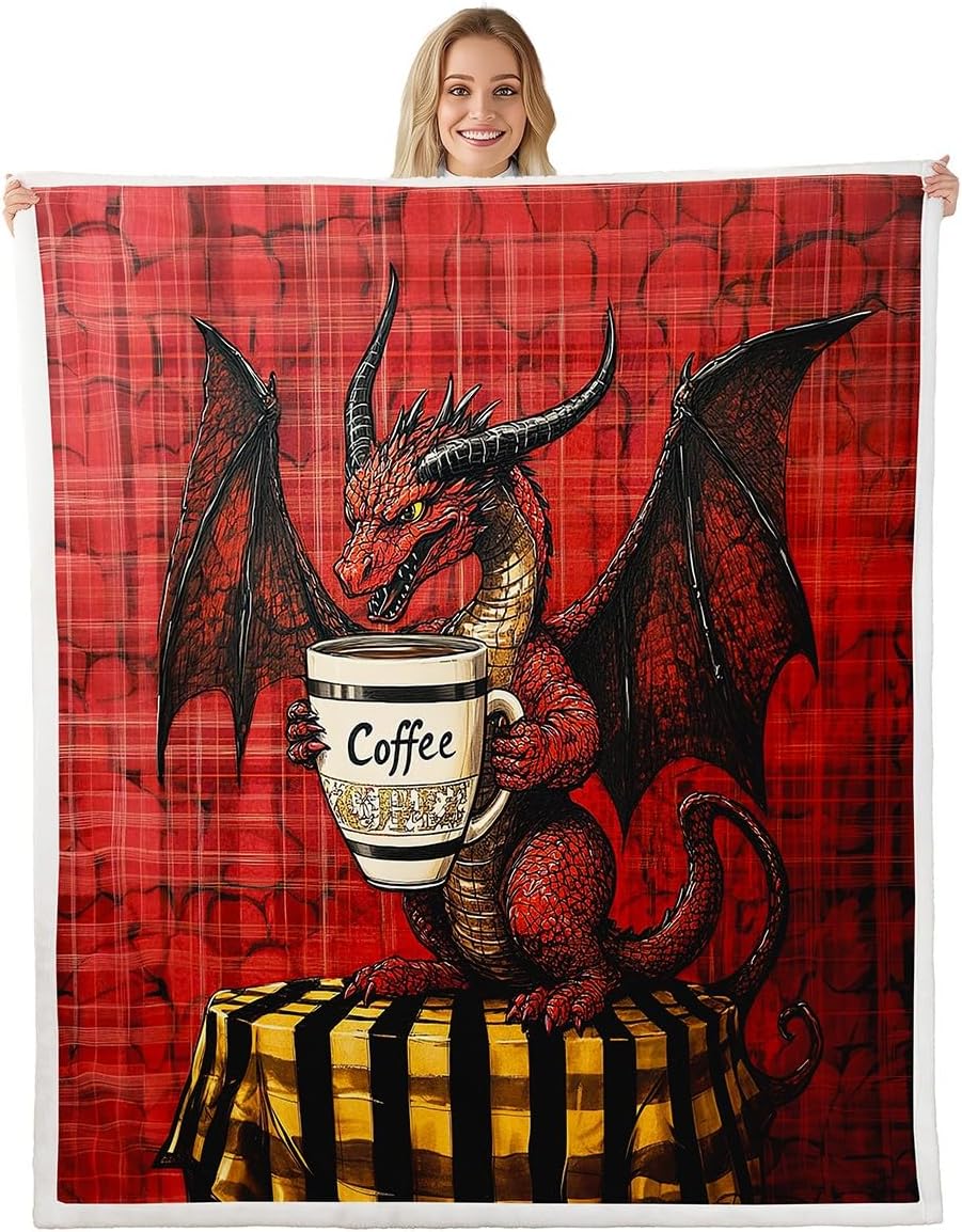 

Feelyou Dragon Fleece Throw Blanket x Cute Plush for Kids Teens Kawaii Sherpa Fuzzy Room Decor White Flannel 40x50in