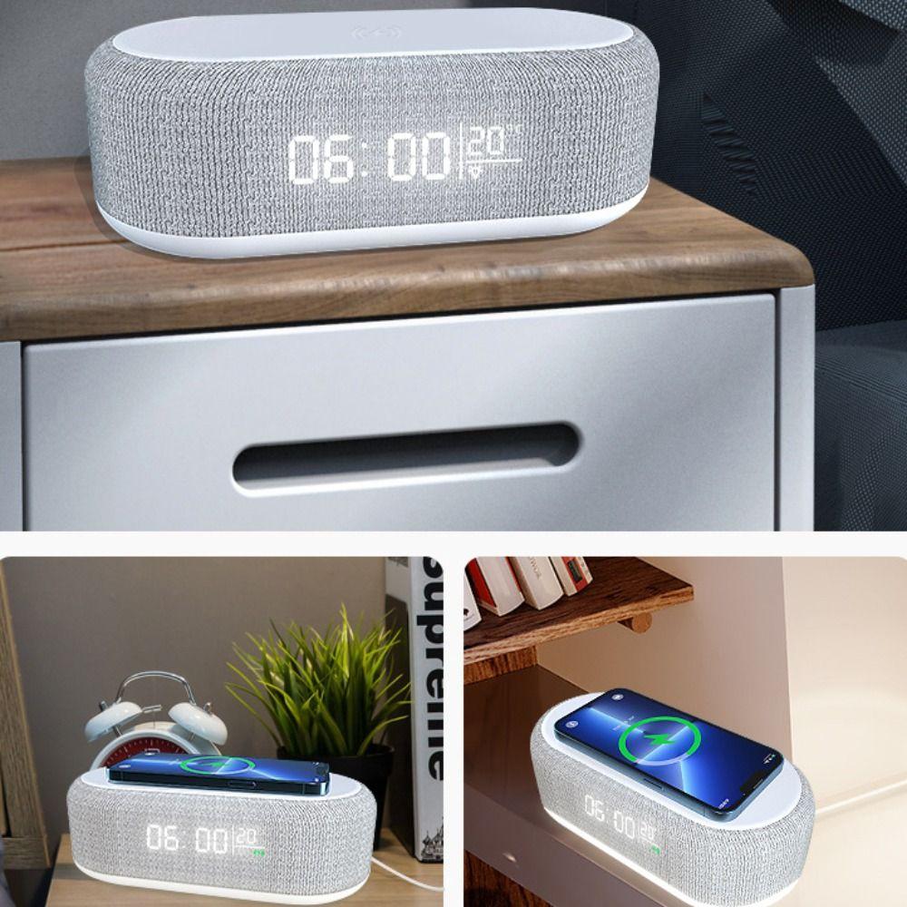 15W Wireless Charger Multifunctional Durable LED Light With Time/Temperature Display Creative Fast Charging Dock Station Bedroom