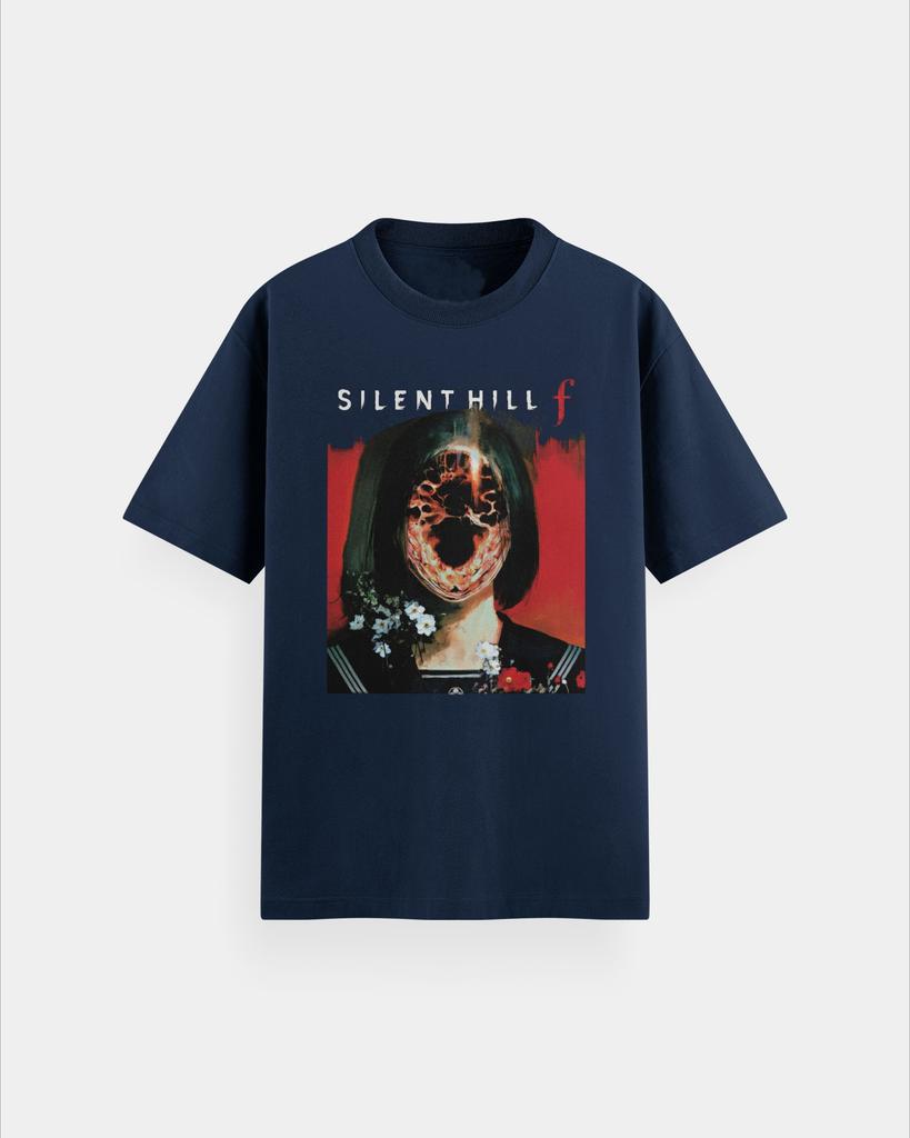 Thriller Horror Game Silent Hill F Print T-Shirt Herren Oversized Street Hip Hop Y2k Schwere Baumwolle Hohe Qualität Herren Kleidung Tee