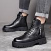 Men's 2025 British Style High-Top Leather Boots - Winter Velvet Cotton Snow Workwear