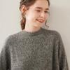 Women's Thickened Cashmere Sweater: Half-High Collar, Raglan Sleeve, Marled Yarn, Rolled Hem, Warm Long Sleeve Base Layer.