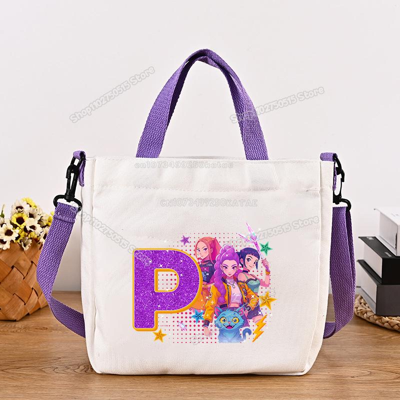 Schöne KPop Dämonenjäger Canvas Umhängetasche Multifunktionale Damen Handtasche Cartoon Mädchen Tragetasche Studenten Schultasche Damen Stoff Umhängetasche