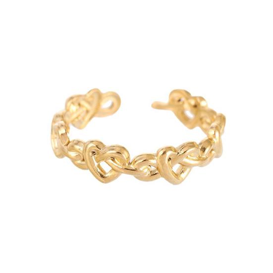 Thumb Ring Hollow Heart Shape Adjustable Opening Design Finger Ring Stainless Steel Finger Band Versatile Jewelry Gift
