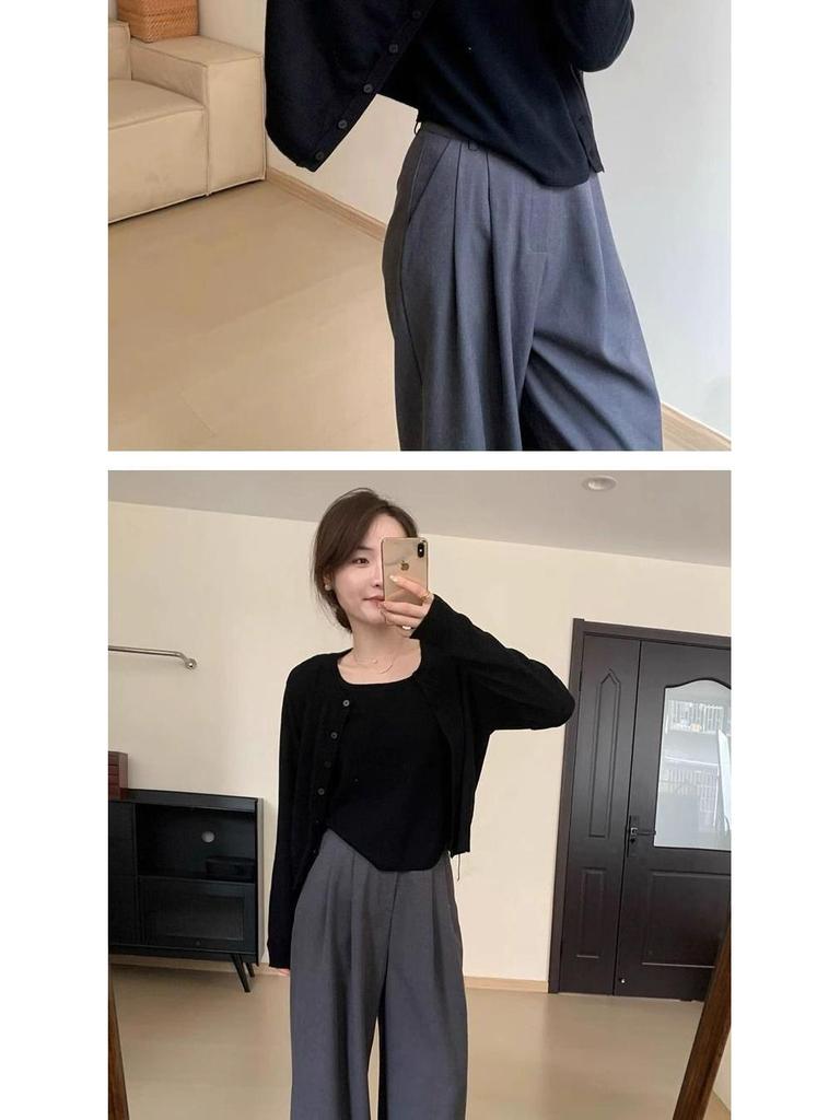 2025 Spring Korean Style Women's Slimming Knit Cardigan - Versatile, Round Neck