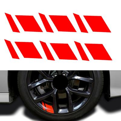 6pcs/set Waterproof Blue Red Car Accessories Reflective Car Wheel Rim Vinyl Decal Stickers Mark Overlay for 16"-21" Rims