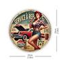 Retro Car Girl Metal Sign Art Waterproof Bar Cafe Home Wall Decor