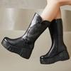 GKTINOO 2025 Retro Natural Leather Women Boots Handmade Winter Wedges Booties Soft Cowhide Women's Shoes Platform Mid-Calf Boots