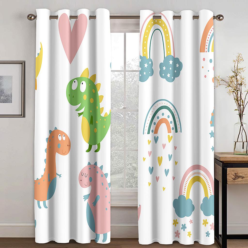 3D Dětské Duhové Závěsy Kreslená Zvířata Dinosaurus Králíček Závěsy Pokoje pro Kluky a Holky Ložnice Obývací Pokoj Dekorativní Závěsy