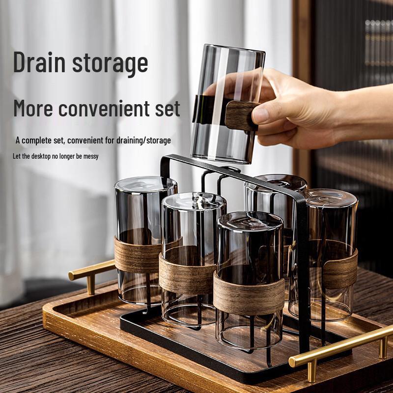 Handun Heat-Resistant Glass Cup Set with Tray and Kettle