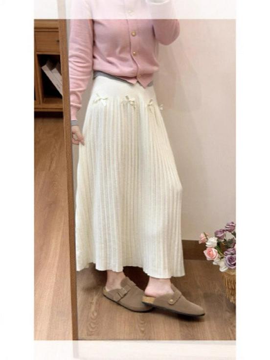 Korean Style Knit Pleated High Waist Skirt