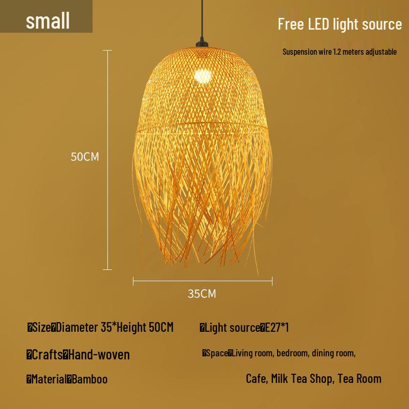 Bamboo Rattan Pendant Lamp: New Chinese & Japanese Style Zen Lighting for Tea Room & Dining, Antique Lantern Design.