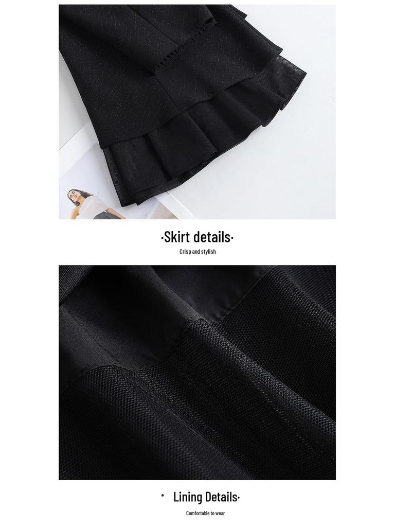 2026 Spring Elegant High-Waisted Black Slim-Fit Midi Mermaid Skirt