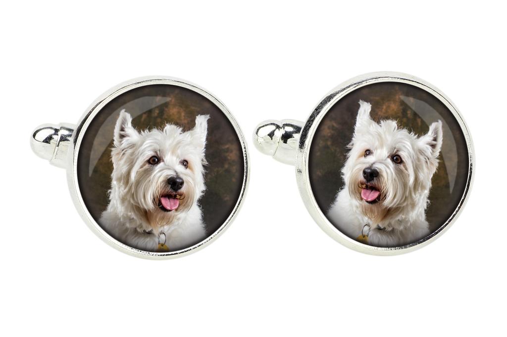 West Highland White Terrier, Westie, Westy - Manschettenknöpfe und Krawatte mit Ihrem Foto, eine Anzugdekoration, Herrenschmuck von der Marke Art-Dog.
