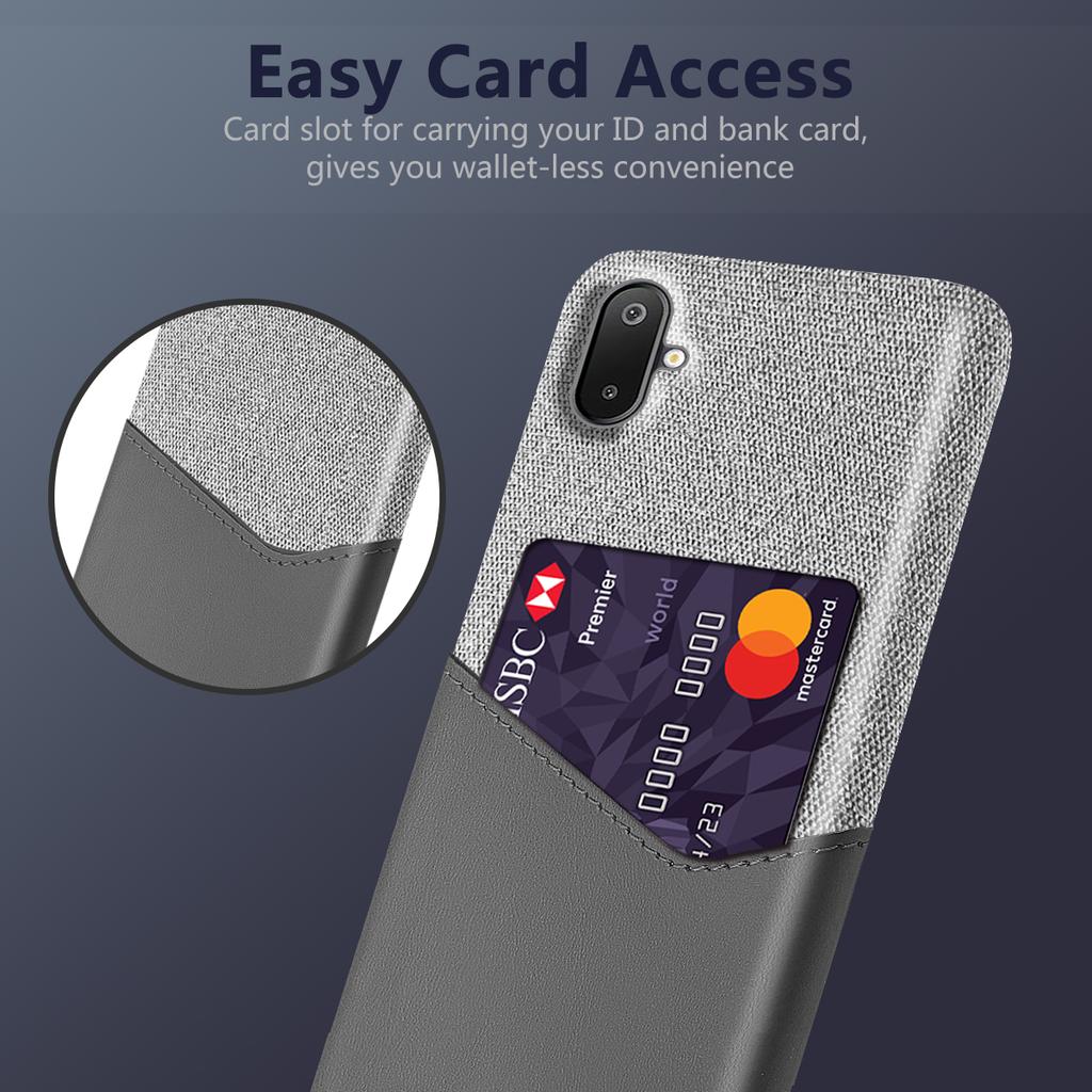 For Samsung Galaxy A06 5G/M06 5G Case PU Leather Cloth Texture Hard PC Phone Cover with Card Holder