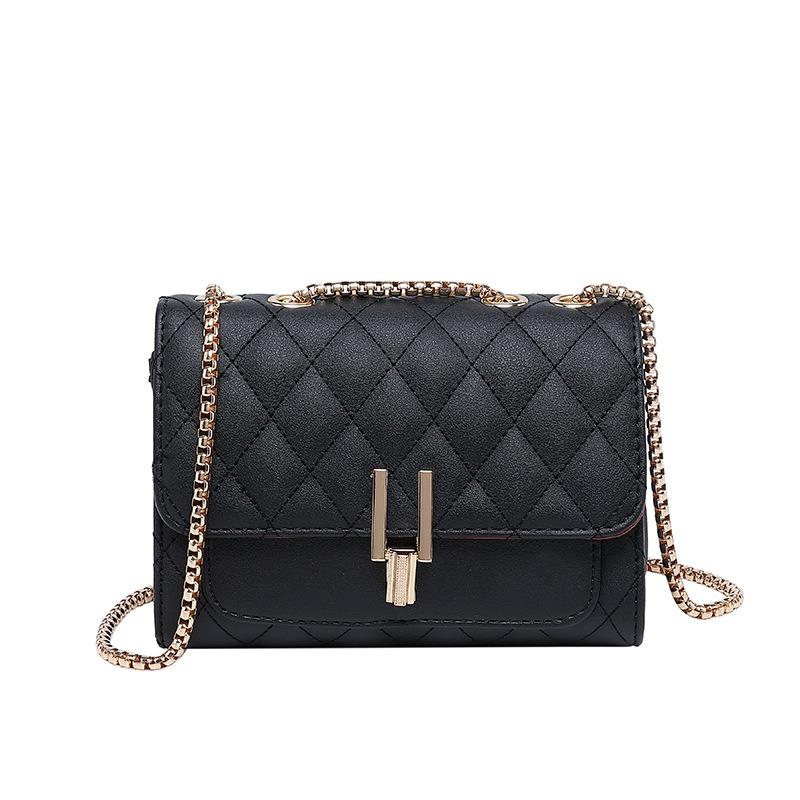 Women's Bag New Fashion Diamond Lock Small Square Bag Versatile Shoulder Messenger Chain Small Bag