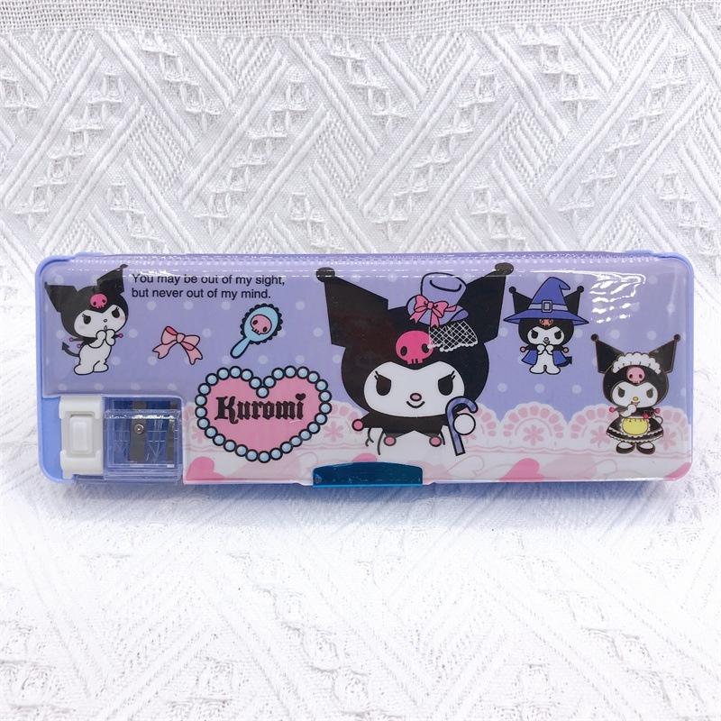 Trousse à crayons double face mignonne Kurumi avec motif de chien blanc de dessin animé