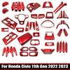 For Honda Civic 11Th Gen   Red Car Interior Accessories Dash Board Trim Trument Panel Dashboard Cover Strips Frame