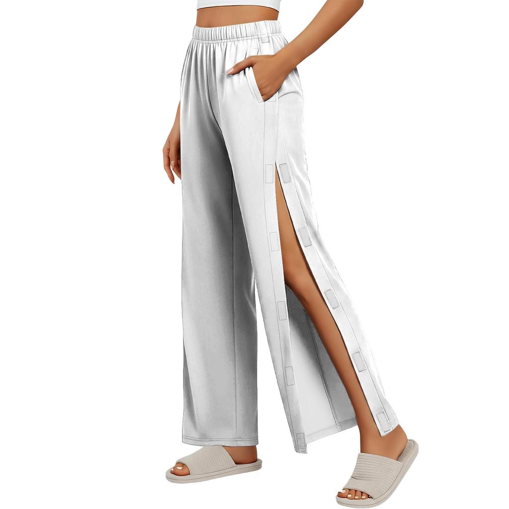 Women’s Side Closure Rehabilitation Pants Easy Open Adaptive Design Loose Fit Elastic Waistband