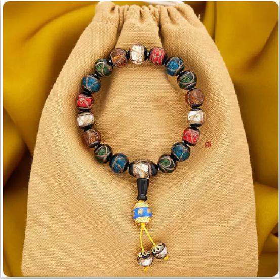 Ash-glazed Glass Bracelet, Same Style As On Xiaohongshu, Gold-leaf Multi-treasure Gold-swallowing Beast Bracelet, Perfect with Gold-leaf