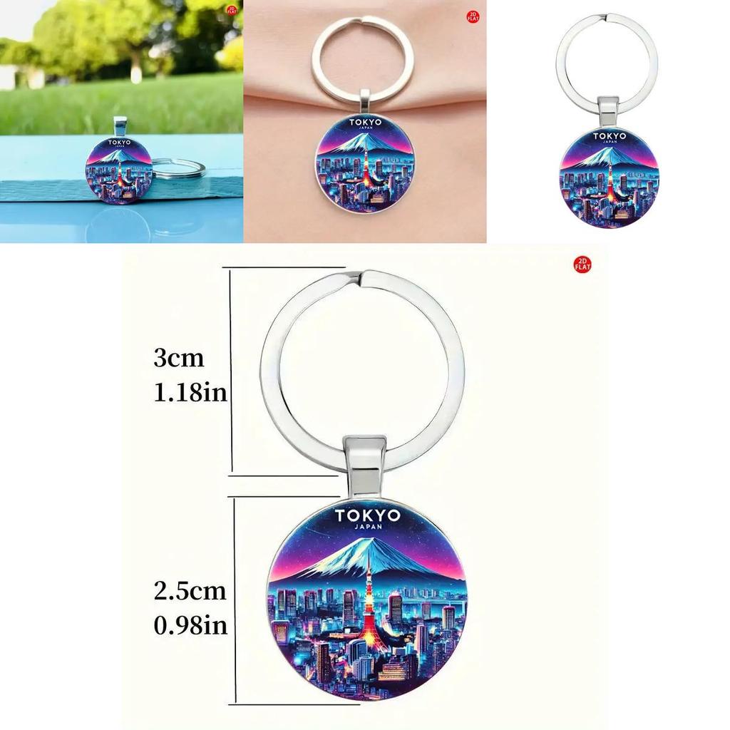 Tokyo Fuji Mountain Keyring With Silver Zinc Alloy For Gift Giving