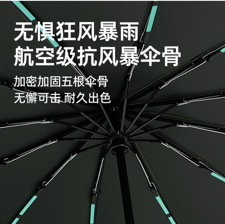 Spot automatic three-fold umbrella reinforced multi-keel weather and rain dual-purpose vinyl sunscreen sun umbrella can print LOGO wholesale