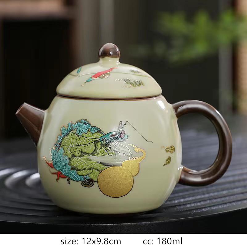 

170ml Ceramic Enamel Color Teapot Ball Hole Filter Dragon Egg Pot Home Beauty Tea Infuser Chinese Ceramic Tea Accessories